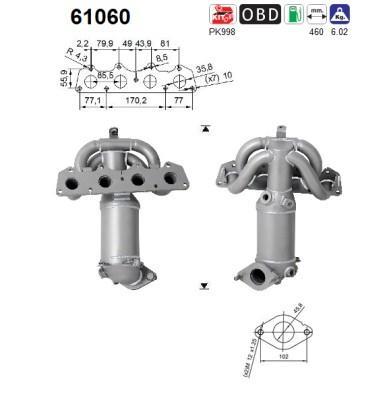 Catalyseur (Pot catalytique) AS ref. 61060
