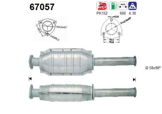 Catalyseur (Pot catalytique) AS ref. 67057