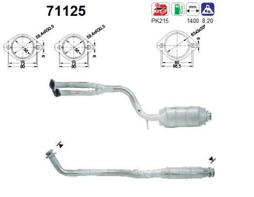 Catalyseur (Pot catalytique) AS ref. 71125
