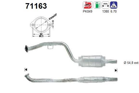 Catalyseur (Pot catalytique) AS 71163