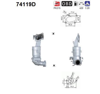 Catalyseur (Pot catalytique) AS ref. 74119D