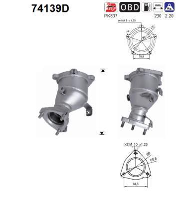 Catalyseur (Pot catalytique) AS ref. 74139D