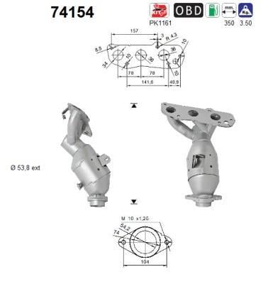 Catalyseur (Pot catalytique) AS ref. 74154