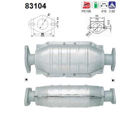 Catalyseur (Pot catalytique) AS ref. 83104