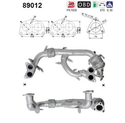 Catalyseur (Pot catalytique) AS ref. 89012