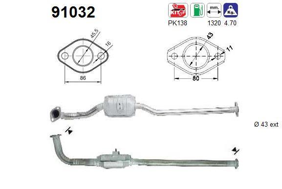 Catalyseur (Pot catalytique) AS 91032