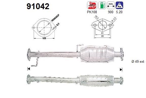 Catalyseur (Pot catalytique) AS ref. 91042