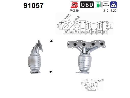 Catalyseur (Pot catalytique) AS ref. 91057