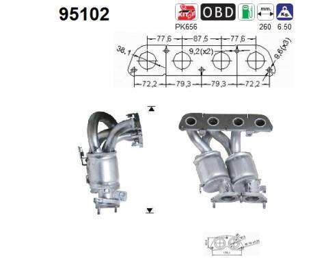 Catalyseur (Pot catalytique) AS ref. 95102