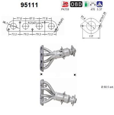 Catalyseur (Pot catalytique) AS ref. 95111