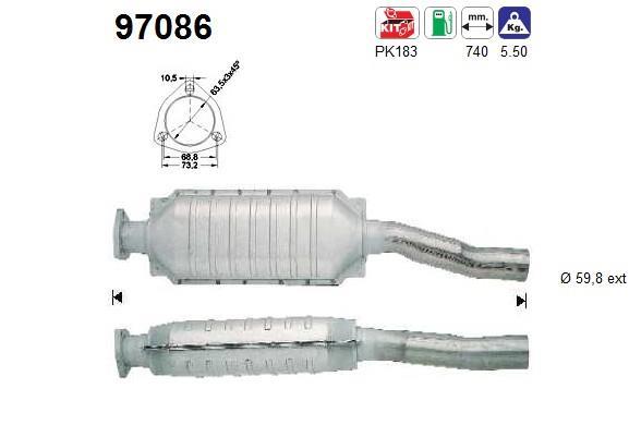 Catalyseur (Pot catalytique) AS ref. 97086