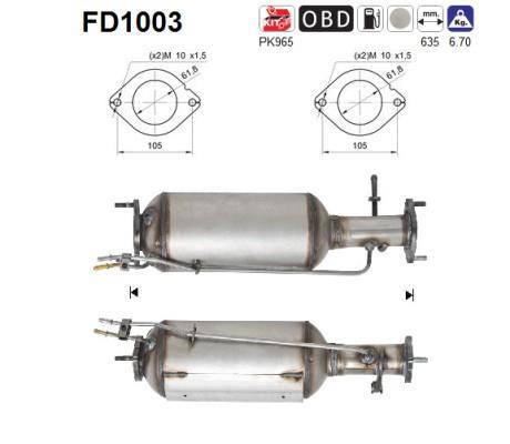 Filtro de partículas (FAP Diesel) AS ref. FD1003