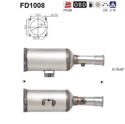 Filtro de partículas (FAP Diesel) AS ref. FD1008