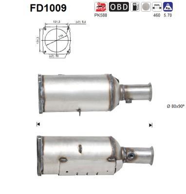 Filtre à particules / FAP (FAP diesel) AS ref. FD1009