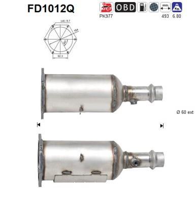 Filtre à particules / FAP (FAP diesel) AS ref. FD1012Q