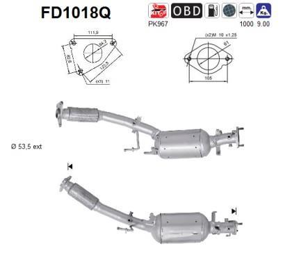 Filtre à particules / FAP (FAP diesel) AS ref. FD1018Q