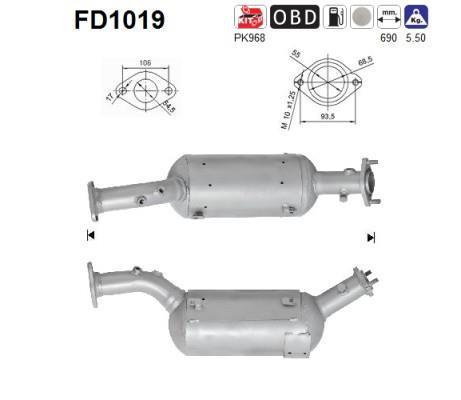 Filtre à particules / FAP (FAP diesel) AS ref. FD1019