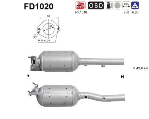 Filtre à particules / FAP (FAP diesel) AS FD1020