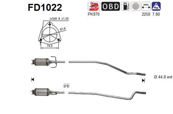Filtre à particules / FAP (FAP diesel) AS ref. FD1022