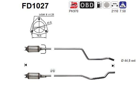 Filtro de partículas (FAP Diesel) AS FD1027