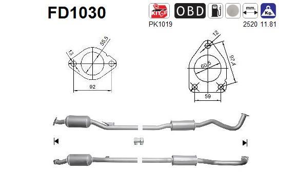Filtre à particules / FAP (FAP diesel) AS ref. FD1030
