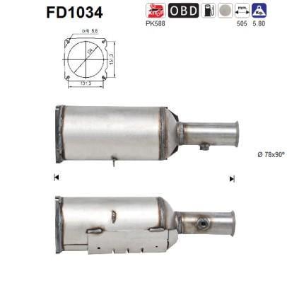 Filtre à particules / FAP (FAP diesel) AS ref. FD1034