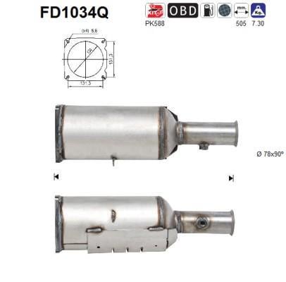 Filtre à particules / FAP (FAP diesel) AS ref. FD1034Q