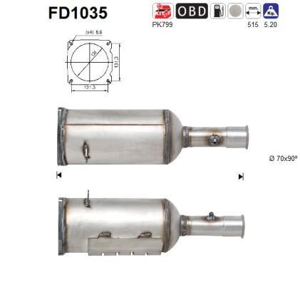 Filtre à particules / FAP (FAP diesel) AS ref. FD1035