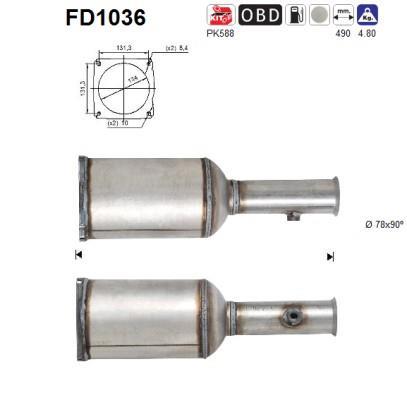 Filtro de partículas (FAP Diesel) AS ref. FD1036
