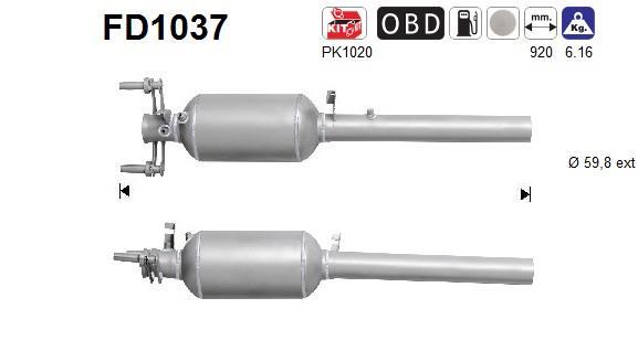 Filtre à particules / FAP (FAP diesel) AS ref. FD1037