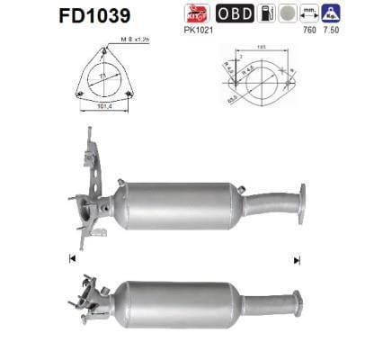 Filtro de partículas (FAP Diesel) AS ref. FD1039
