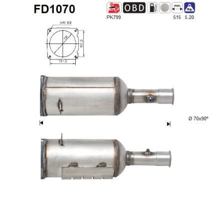 Filtre à particules / FAP (FAP diesel) AS ref. FD1070