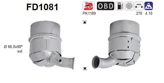 Filtre à particules / FAP (FAP diesel) AS ref. FD1081