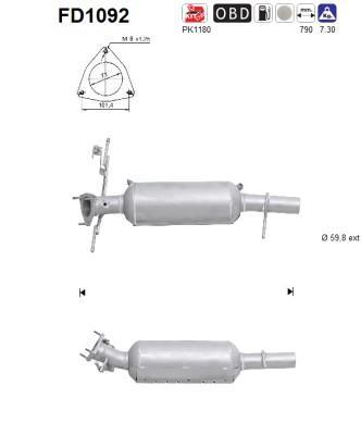 Filtre à particules / FAP (FAP diesel) AS ref. FD1092