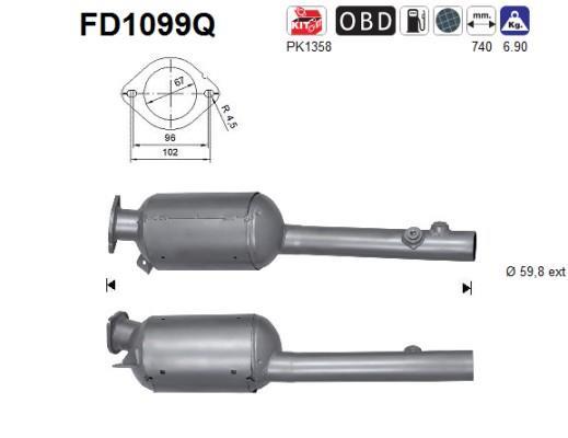 Filtre à particules / FAP (FAP diesel) AS ref. FD1099Q