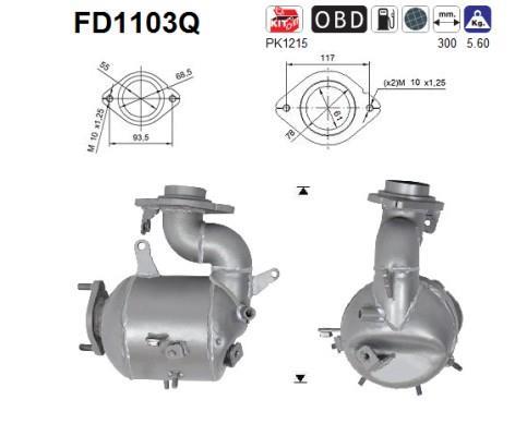 Filtre à particules / FAP (FAP diesel) AS ref. FD1103Q