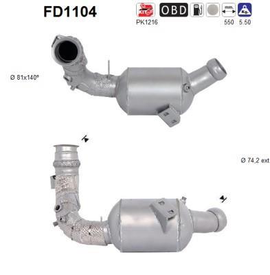 Filtre à particules / FAP (FAP diesel) AS ref. FD1104