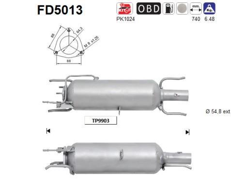 Filtre à particules / FAP (FAP diesel) AS ref. FD5013