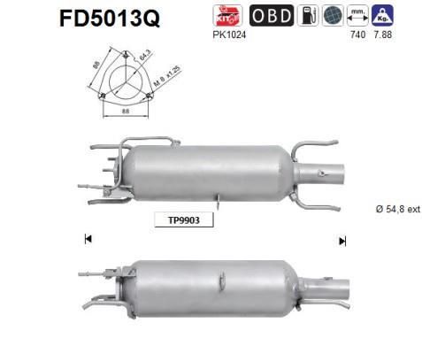 Filtro de partículas (FAP Diesel) AS ref. FD5013Q