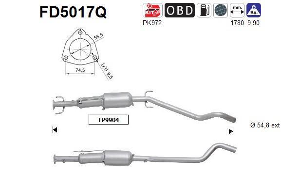 Filtre à particules / FAP (FAP diesel) AS ref. FD5017Q