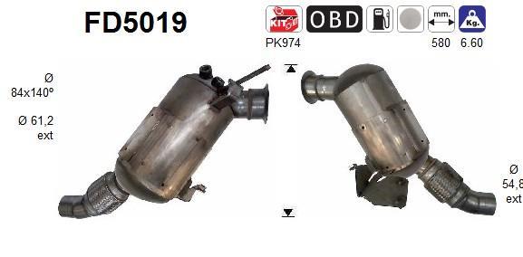 Filtre à particules / FAP (FAP diesel) AS ref. FD5019