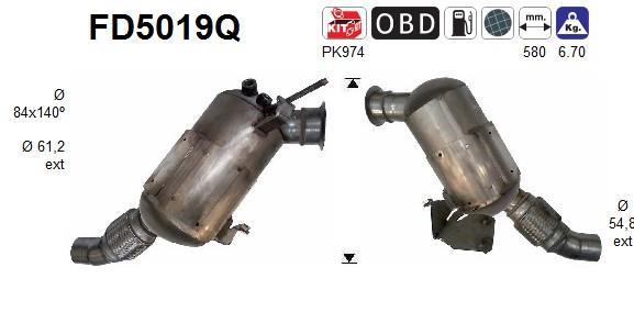 Filtre à particules / FAP (FAP diesel) AS ref. FD5019Q