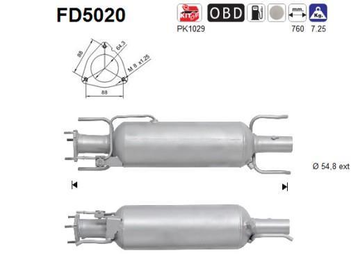 Filtre à particules / FAP (FAP diesel) AS ref. FD5020