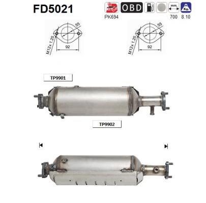 Filtre à particules / FAP (FAP diesel) AS ref. FD5021
