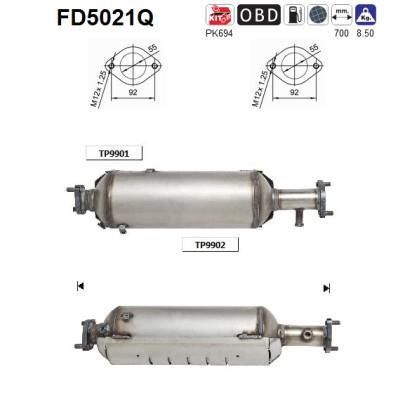 Filtre à particules / FAP (FAP diesel) AS ref. FD5021Q