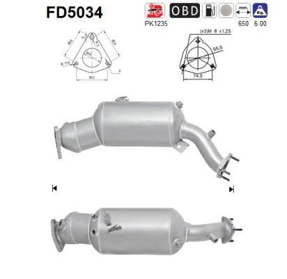 Filtre à particules / FAP (FAP diesel) AS ref. FD5034