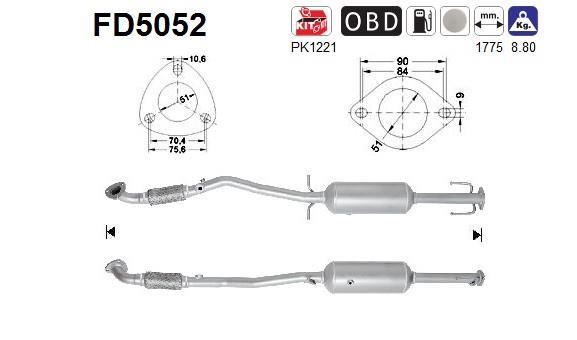 Filtre à particules / FAP (FAP diesel) AS ref. FD5052