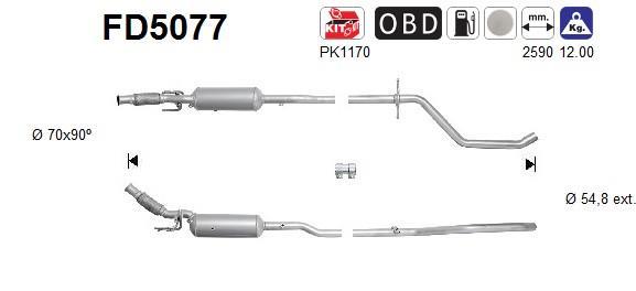 Filtre à particules / FAP (FAP diesel) AS ref. FD5077