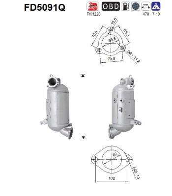 Filtre à particules / FAP (FAP diesel) AS ref. FD5091Q