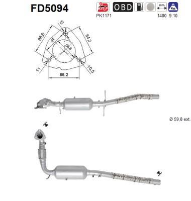 Filtre à particules / FAP (FAP diesel) AS ref. FD5094